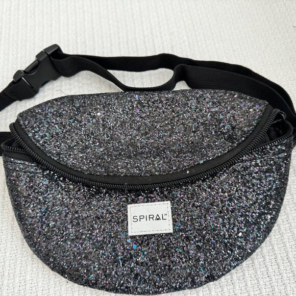 SPIRAL.UK Festival Bag, Black Holographic, Bum Bag, One Size - Picture 1 of 5
